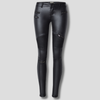 Dames imitatieleren slim-fit broek