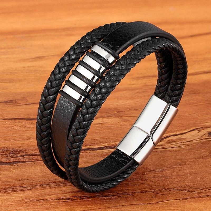 Stijlvolle lederen armband mannen