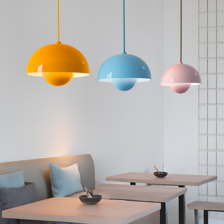 Kleurrijke halvemaan-hanglamp