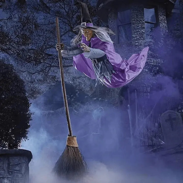 SpookFlight Vliegende Heks – Bewegende Halloween-decoratie met licht en geluid
