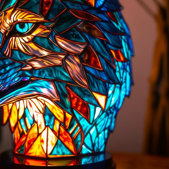 Handgemaakte mozaïeklamp dierenkop - GleamPaw