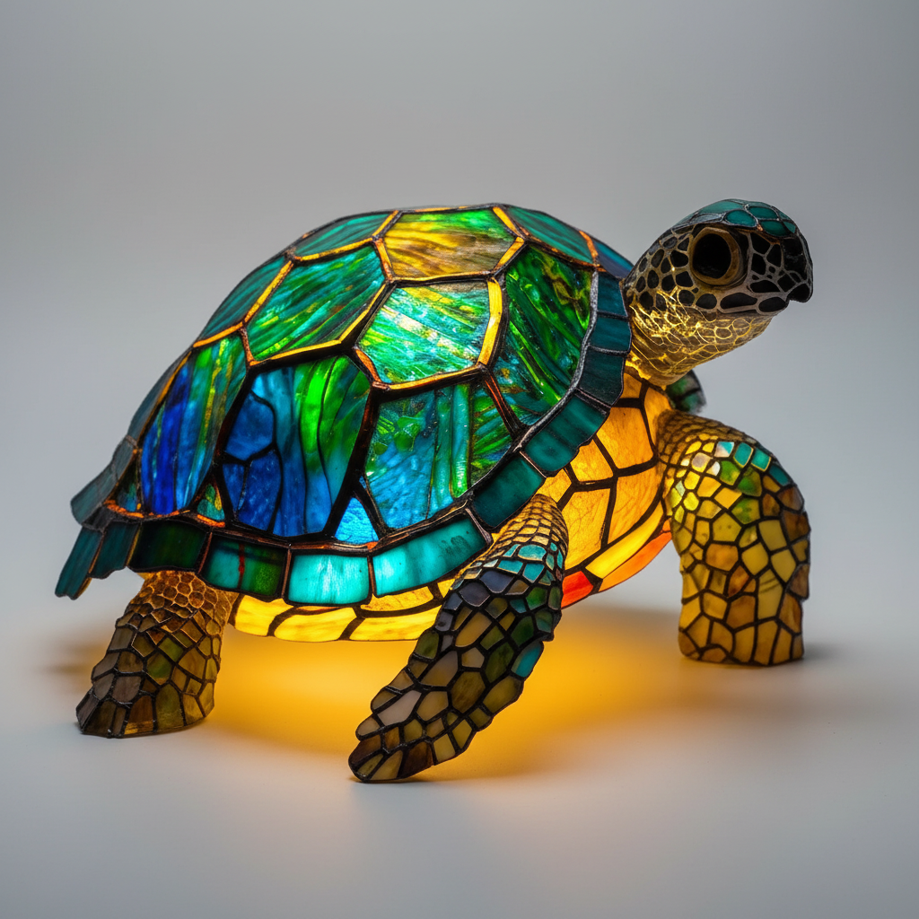 Handgemaakte mozaïeklamp dierenkop - GleamPaw