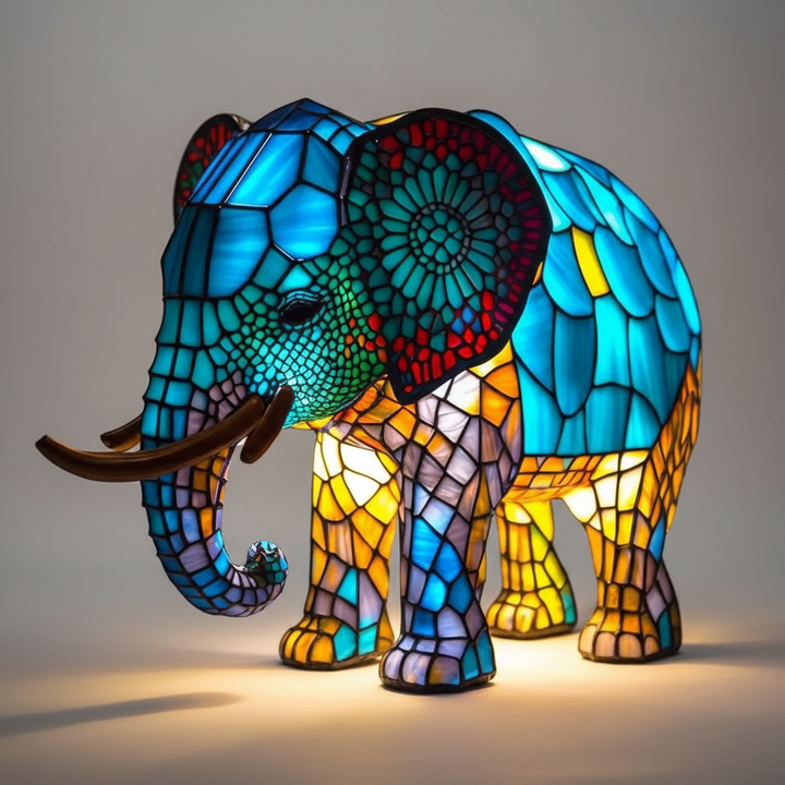 Handgemaakte mozaïeklamp dierenkop - GleamPaw