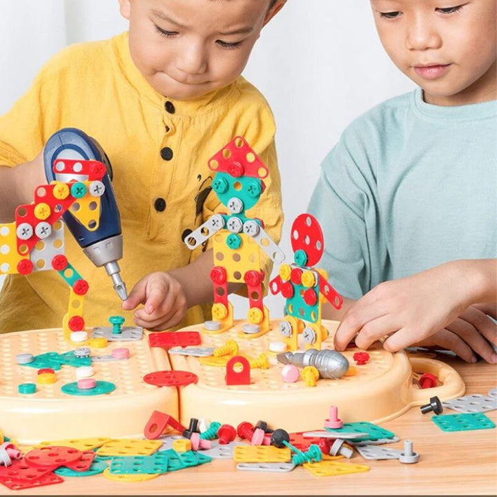 Montessori gereedschapskistset voor kinderen met speelgoedboor, 204 stukjes