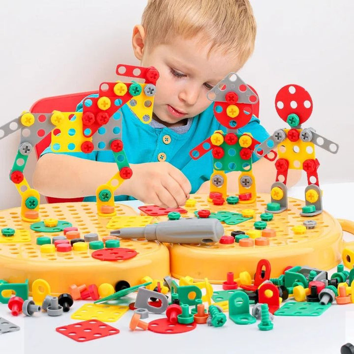 Montessori gereedschapskistset voor kinderen met speelgoedboor, 204 stukjes