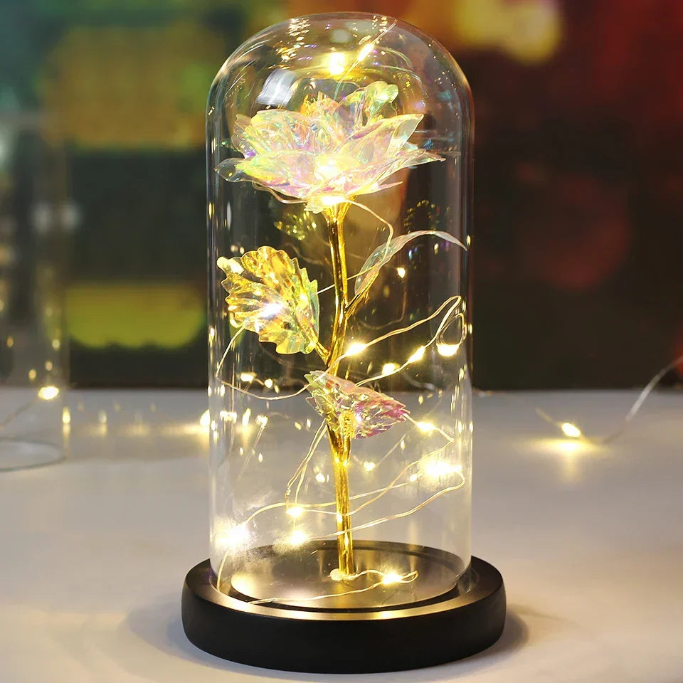 CrystalAura LED Rozenkoepel | Elegante Verlichte Roos voor Bruilofts- en Feestdecoratie