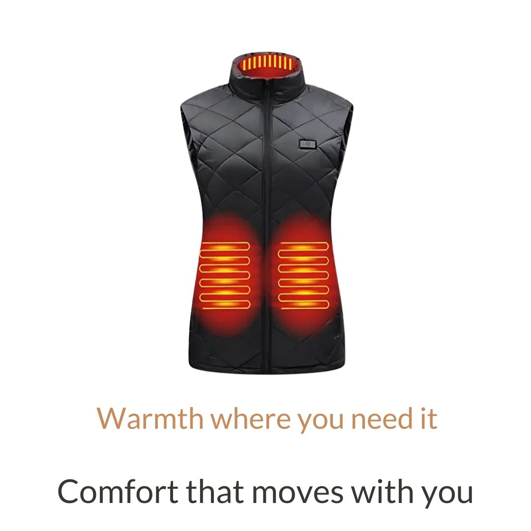 Verwarmde bodywarmer voor dames lichtgewicht elektrisch vest met instelbare warmtestanden