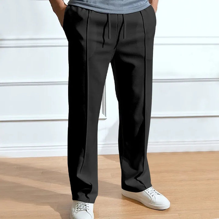 Slim fit herenbroek met elastische tailleband met trekkoord