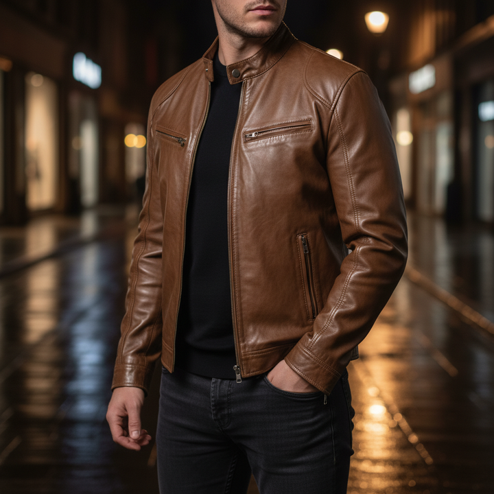 Leren herenjas slanke snit - Spencer