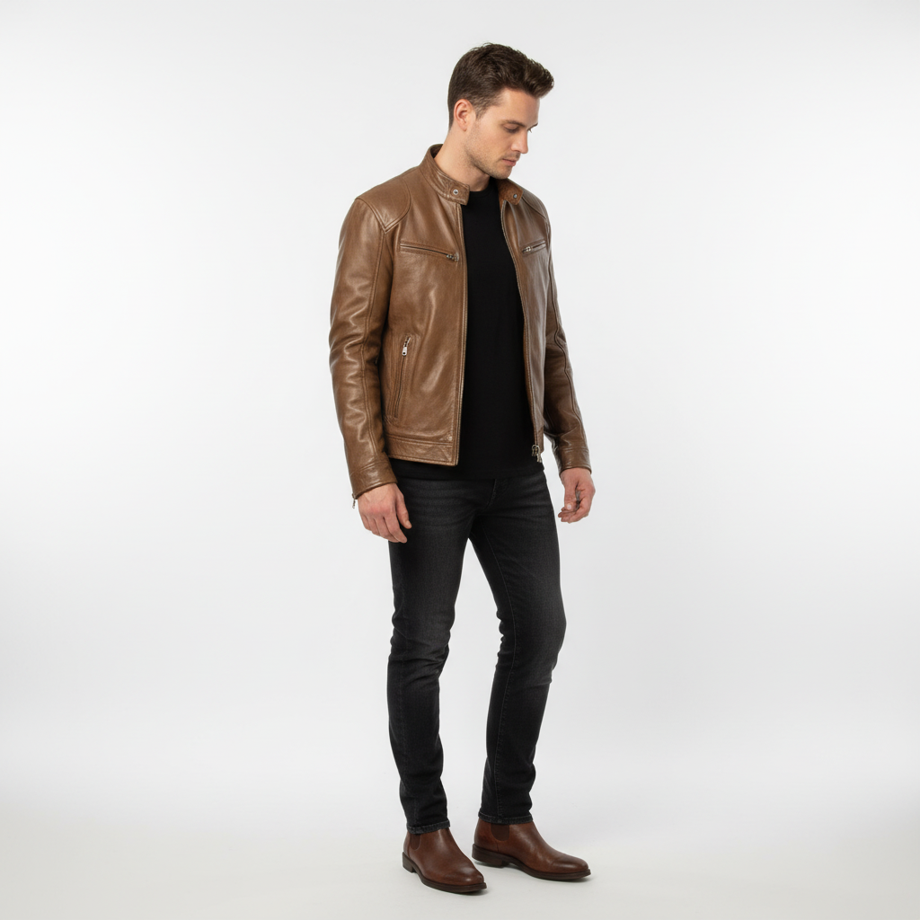 Leren herenjas slanke snit - Spencer