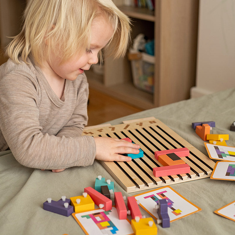 Montessori Tetris-stapelpuzzel van hout – leerspeelgoed