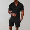 Tweedelige zomerset heren met korte broek en poloshirt