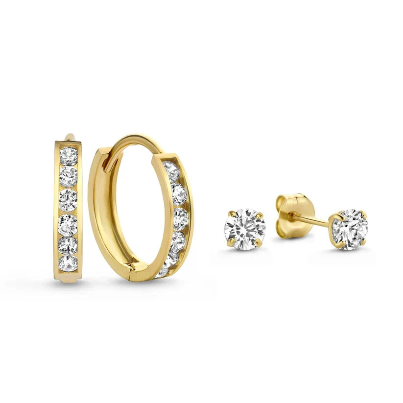 Elegante oorbellen van wit goud met sprankelende steentjes
