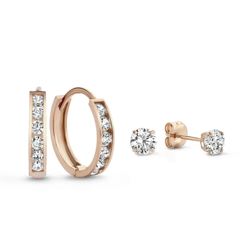 Elegante oorbellen van wit goud met sprankelende steentjes