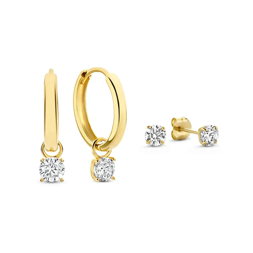 Elegante oorbellen van wit goud met maansteen