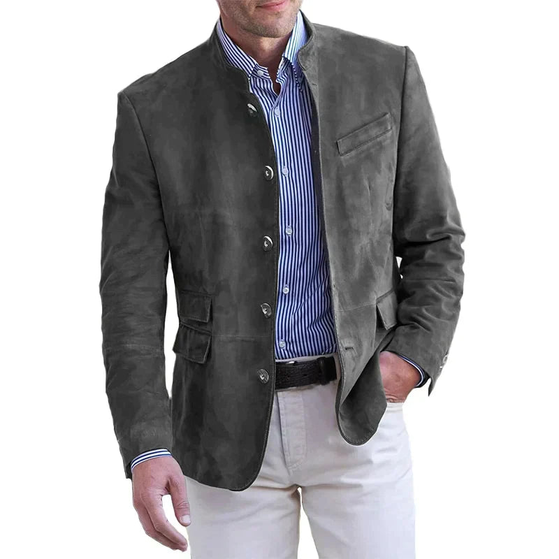 Herenjasje met opstaande kraag en knoopsluiting, regular-fit blazer