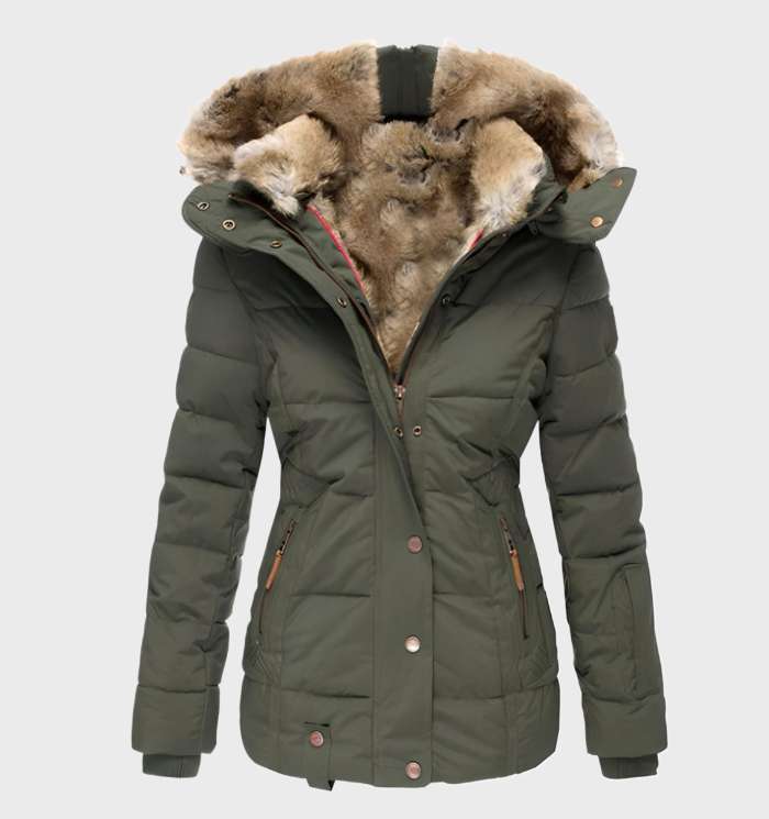 Slim fit winterjas voor dames met capuchon - Aurora