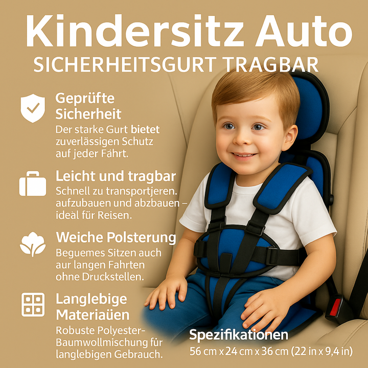 Draagbaar autostoeltje voor kinderen compacte verstelbare zitverhoger voor onderweg