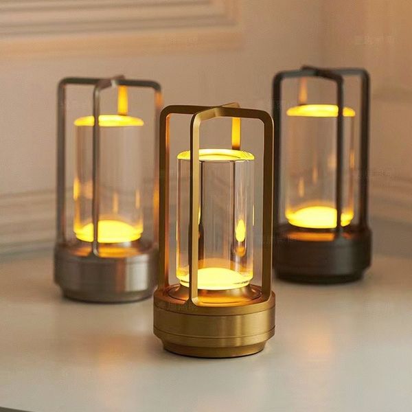 Tafellamp in vintagestijl, oplaadbare LED-lamp met touchbediening