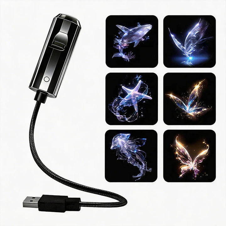 Led-sterrenprojector Galaxy met 10 dia's en flexibele USB-arm
