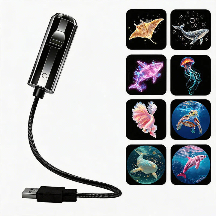 Led-sterrenprojector Galaxy met 10 dia's en flexibele USB-arm