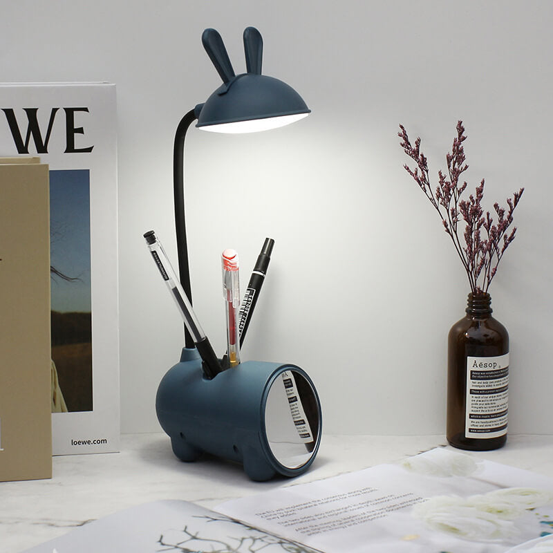 Konijntjes LED-bureaulamp met pennenhouder – aanraakbediening & USB-oplaadbaar