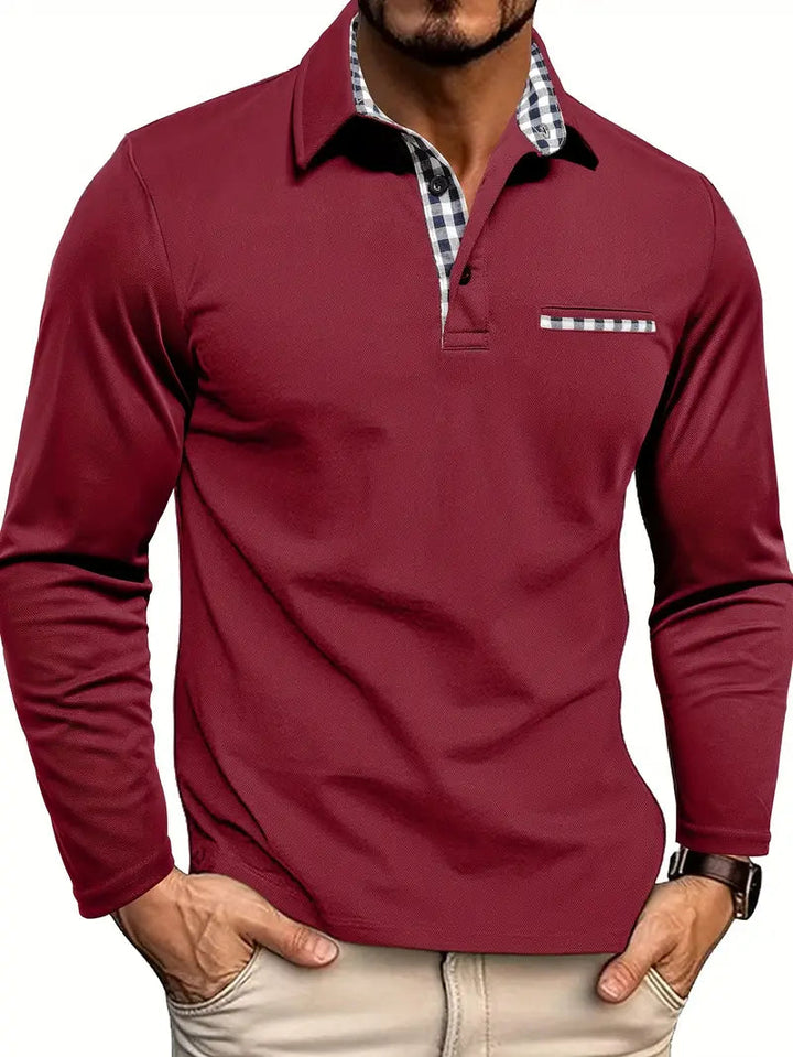 Herenpolo met lange mouwen | Fijn contrastdetail & comfort voor elke dag