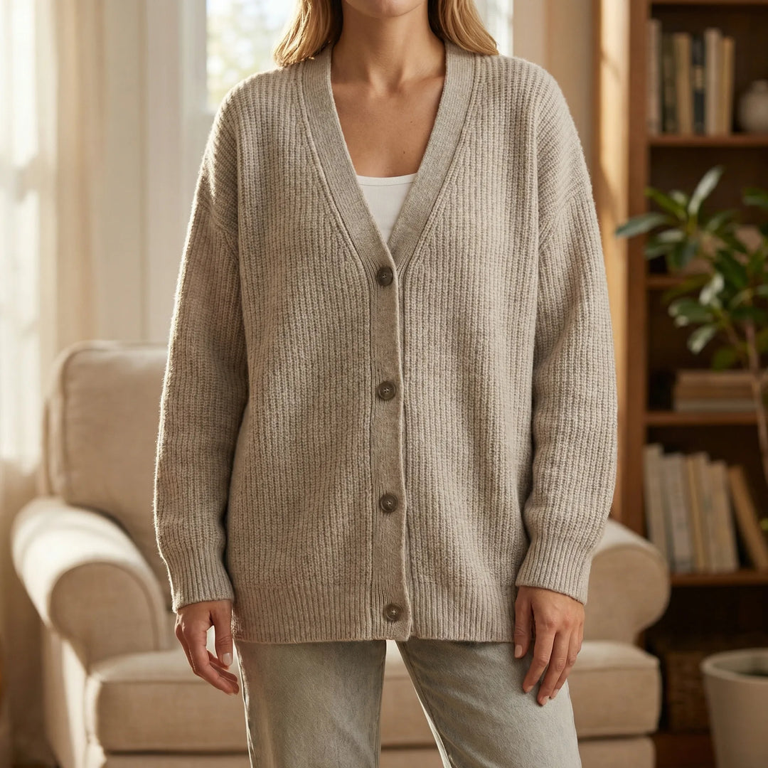 Lange cardigan met open voorpand - Lene