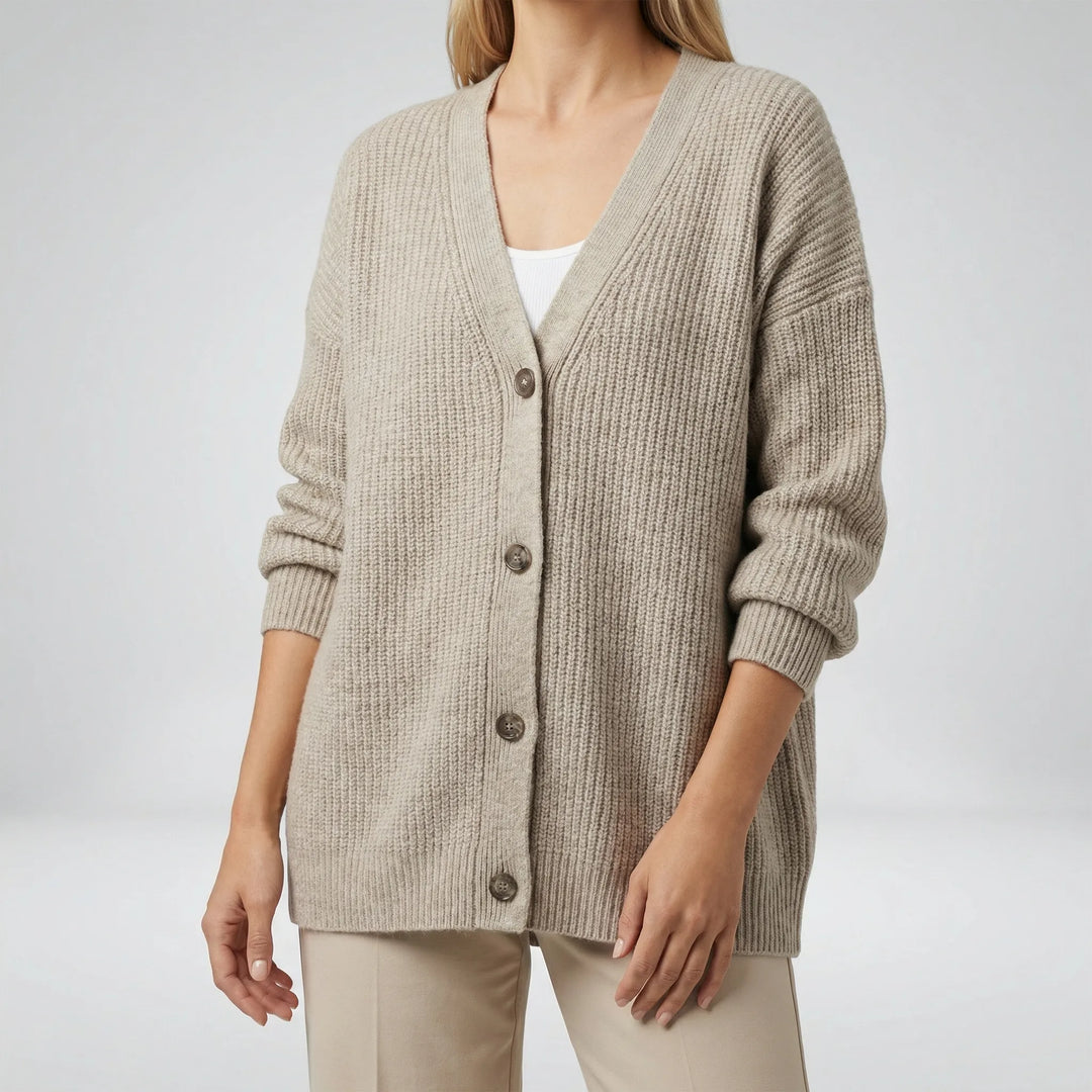 Lange cardigan met open voorpand - Lene