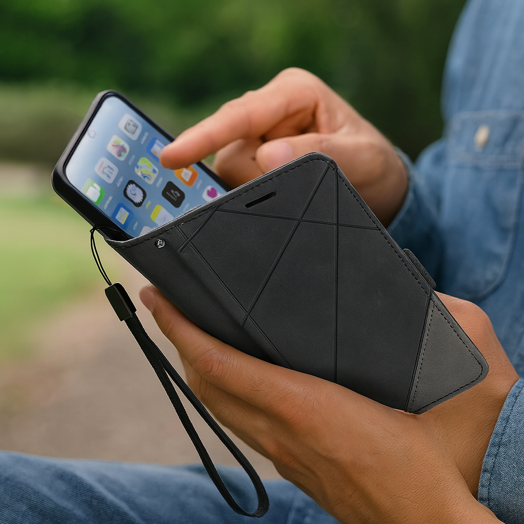 Opvouwbare Lederen Hoes voor Smartphone