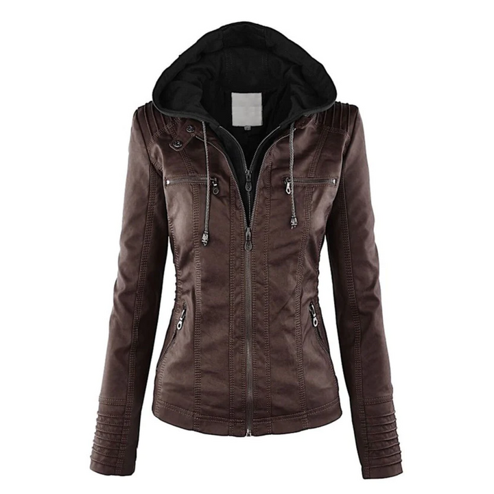 Leren damesjas met capuchon - Emma