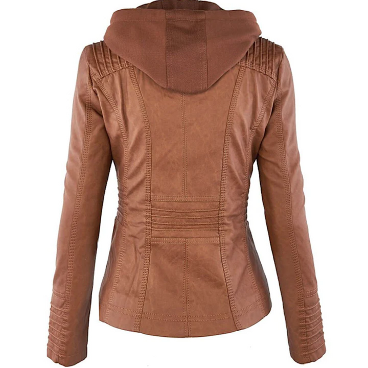 Leren damesjas met capuchon - Emma