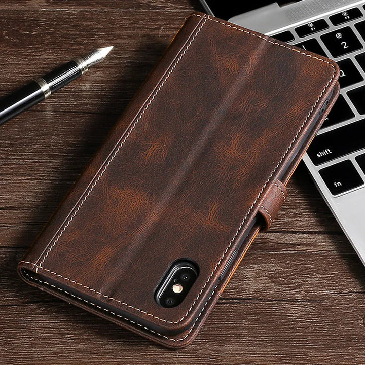 LuxurCase | Magnetische Leren Hoes voor iPhone met Pashouder