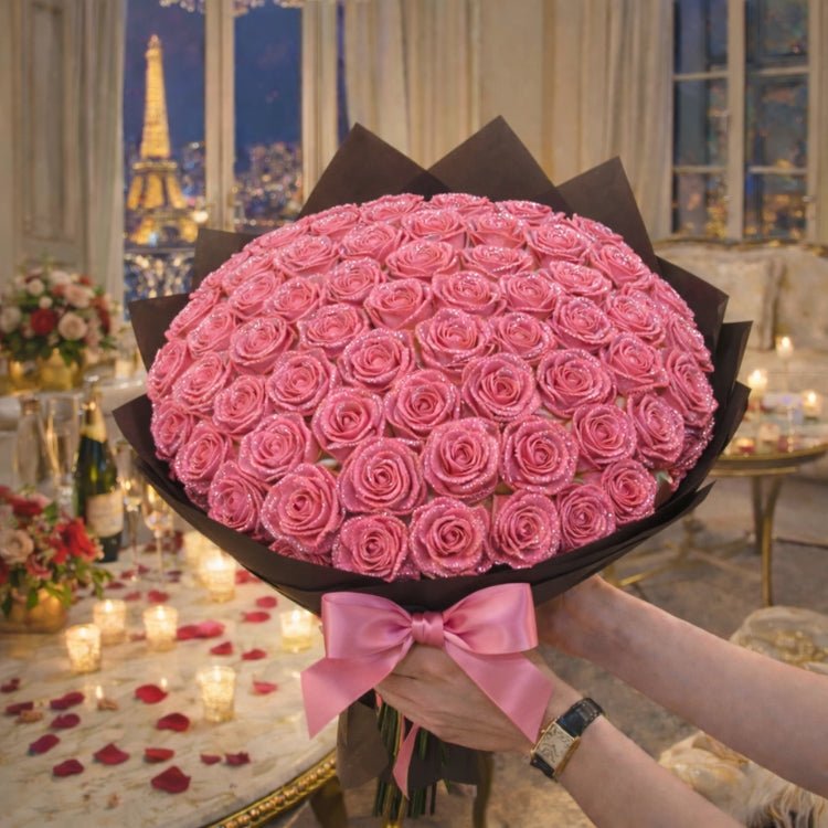 Cadeau met Glitter Rozen – Losse Roos of Boeket in Elegante Cadeaudoos
