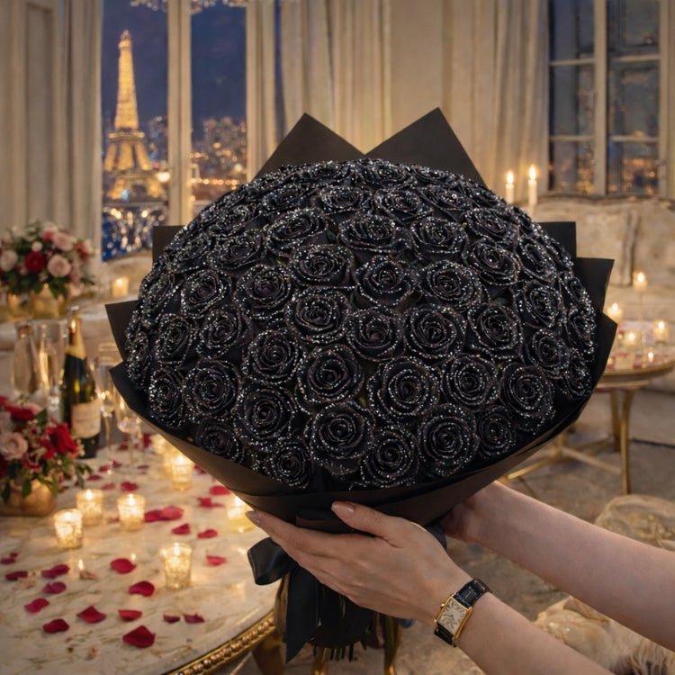 Cadeau met Glitter Rozen – Losse Roos of Boeket in Elegante Cadeaudoos