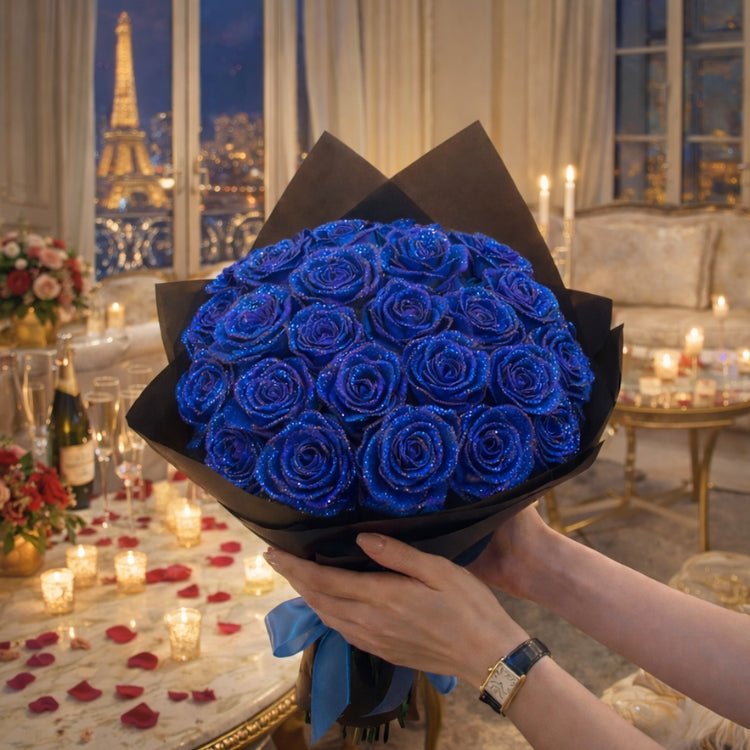Cadeau met Glitter Rozen – Losse Roos of Boeket in Elegante Cadeaudoos
