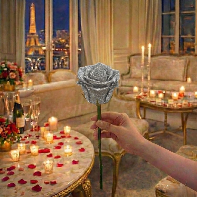 Cadeau met Glitter Rozen – Losse Roos of Boeket in Elegante Cadeaudoos