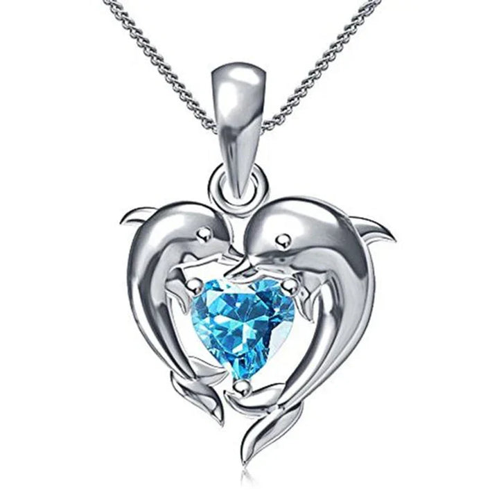 Dolfijn Liefde Blauwe Hart Ketting