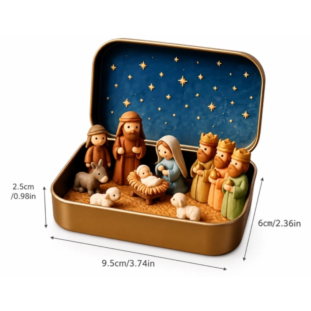 Kerststal in een stijlvolle opbergdoos