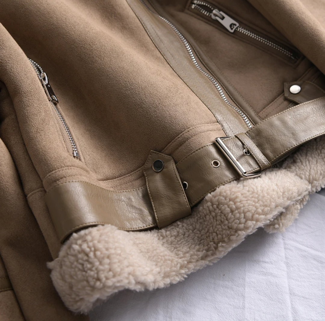 Dames sherpa bomberjack van fleece met rits – Amira