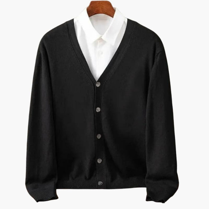 Heren V‑hals Knopen-Voorkant Cardigan – Klassieke Gebreide Laag
