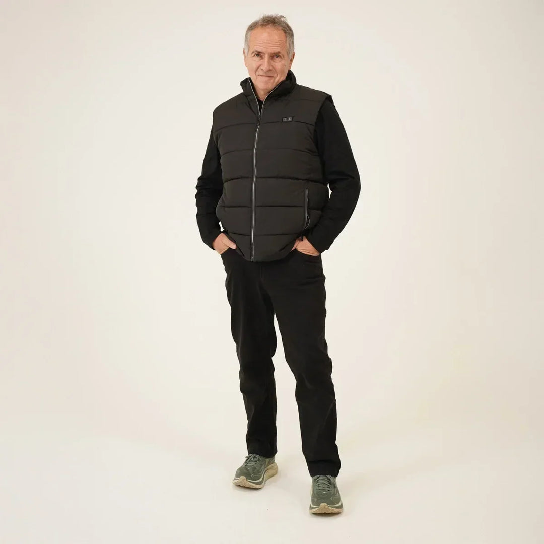 Verwarmde bodywarmer heren met drie warmtestanden