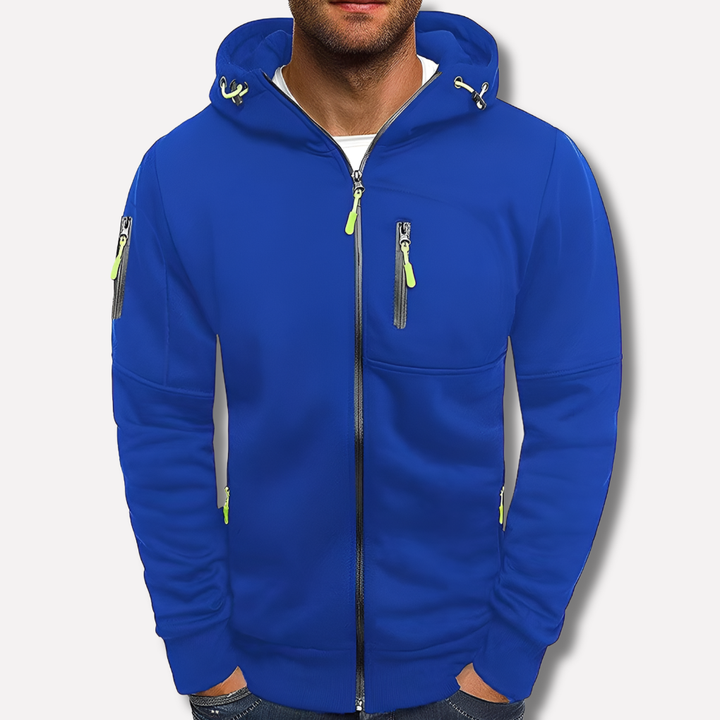Herenhoodie met rits en capuchon – jacquardpolyester, losse pasvorm