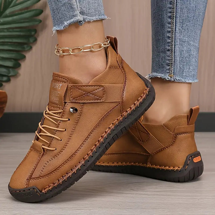 Comfortabele Lichtgewicht en Ademend Leren Sneakers voor Dames