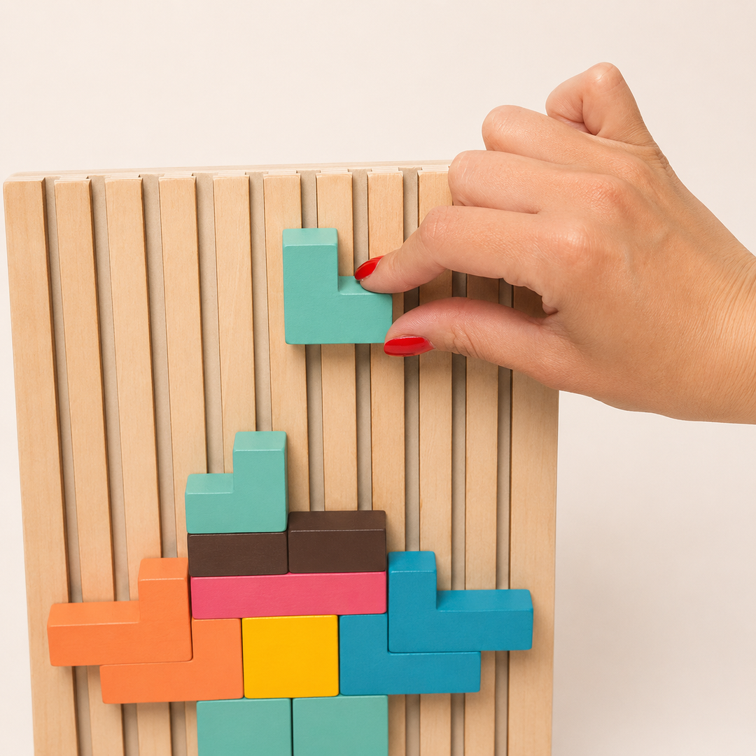 Montessori Tetris-stapelpuzzel van hout – leerspeelgoed