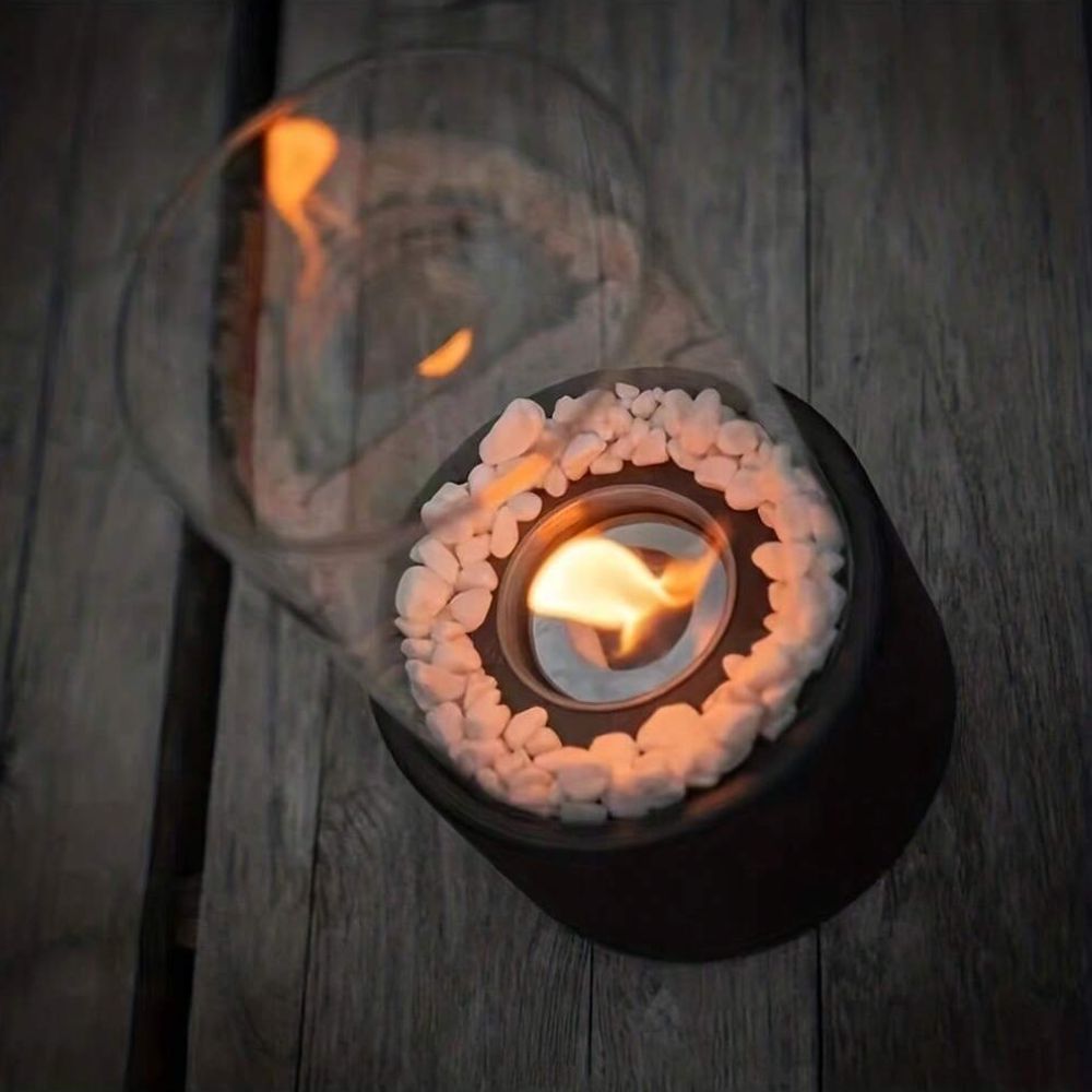 Everlasting Flame olielamp, elegante glazen cilinder met klassieke gloed