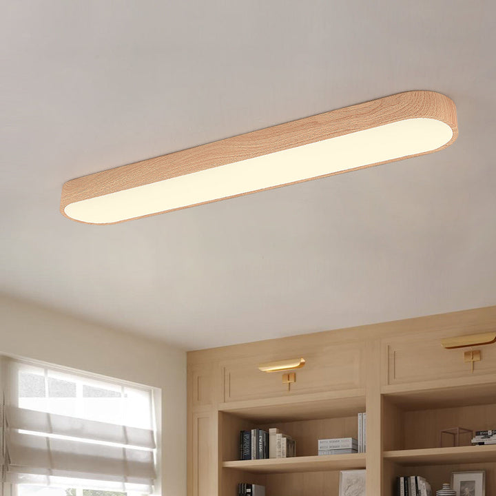Ovale LED Plafondlamp Nordic Glow met Houten Accent