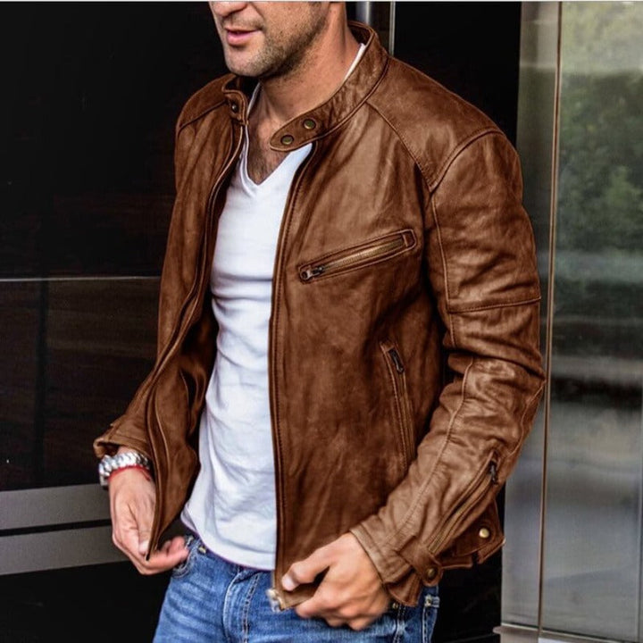Leren Herenjas met Weerbestendige Coating – Leandro