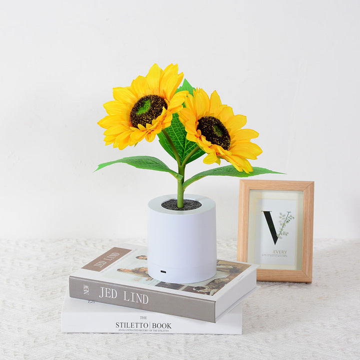 LED-sfeerlamp in zonnebloemstijl, decoratief warm licht