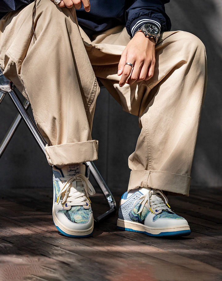 Artistieke uniseks sneakers met sterrennacht-design en comfortabele zool - Lior